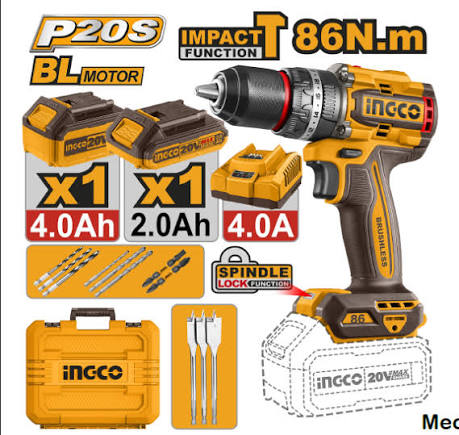 Cordless Impact Drill/ Drill / Impact Drill / ড্রিল মেশিন/Ingco-CIDLI20868
