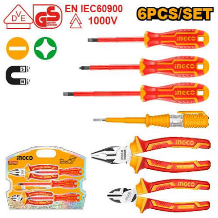 Tools set 6 Pieces/ Tool set / Insulated  tool set / টুলস সেট/Ingco-HKIST3061
