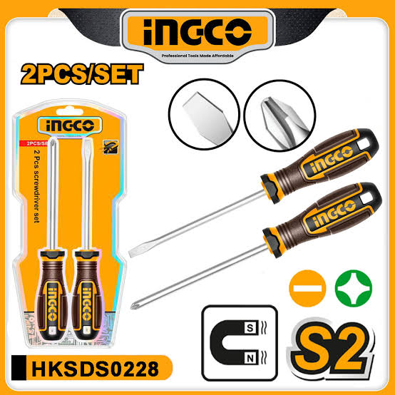 Screw Driver 2 Pieces set  / স্কুরু ড্রাইভার/ Screw Driver/Ingco-HKSDS0228